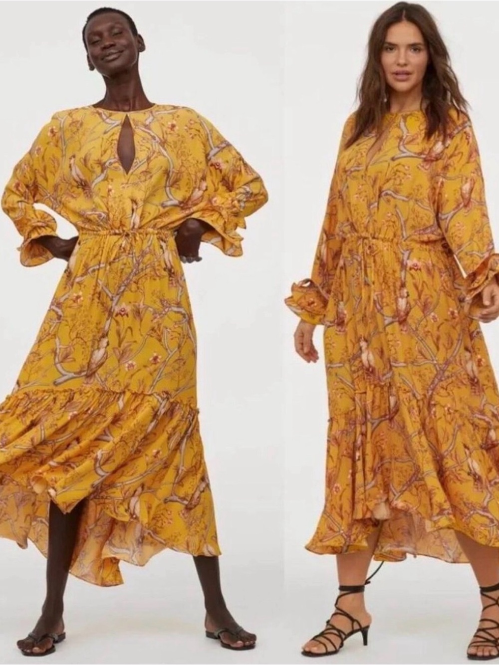 Johanna ortix for H&M Mustard Floral Maxi Dress